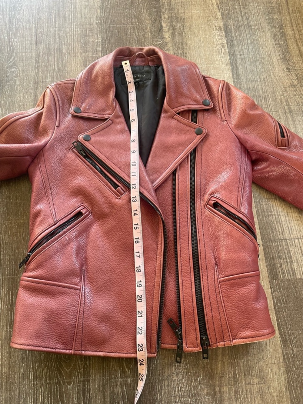 Rag & Bone Leather Minerva Moto Jacket. Double Rider style. Red. Size 2 - Picture 4 of 12